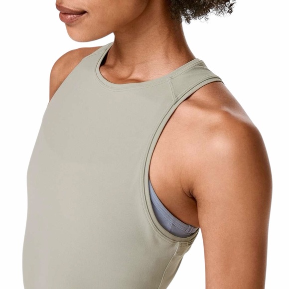 Lululemon Get Going Racerback Side Slit Midi Dress Taupe Grey Nulu Size M / 8 - Picture 10 of 13